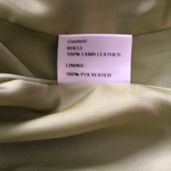 Cropped genuine lamb leather green jacket - Picture 3 of 5